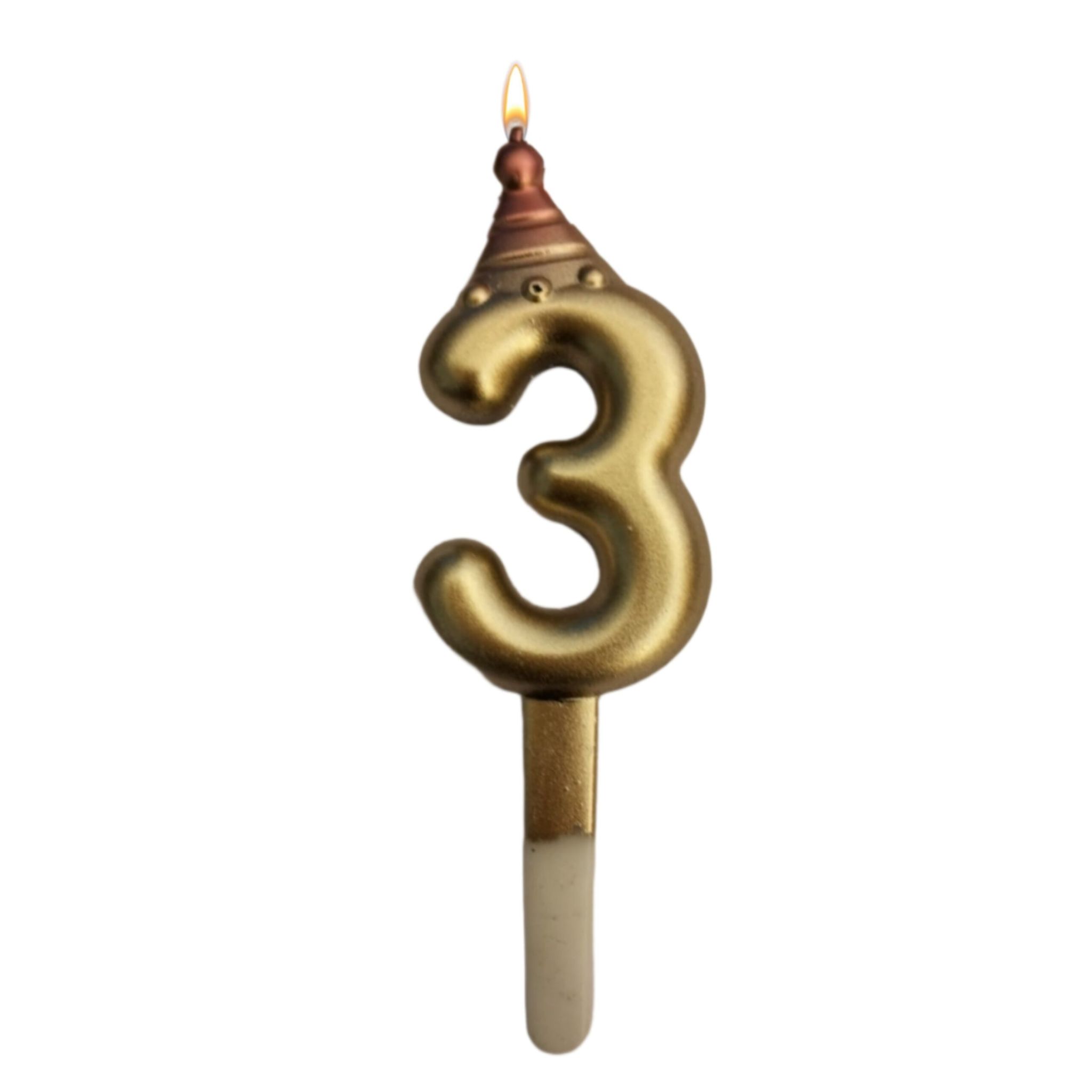 Wanna Party Golden Numerical Candle 3 with Pink Hat