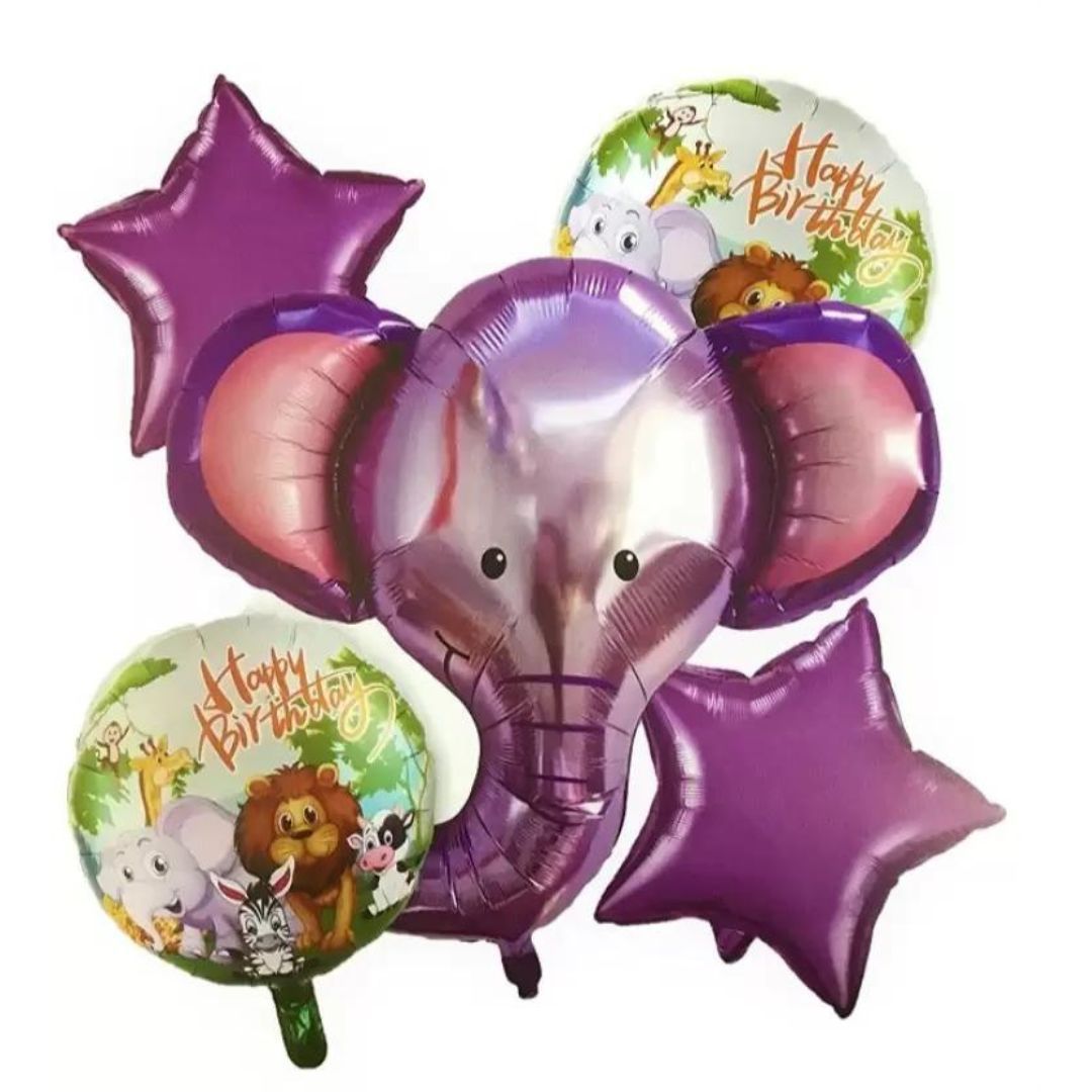 Wanna Party Jungle Animal ElePhant Birthday Balloon Set Of 5
