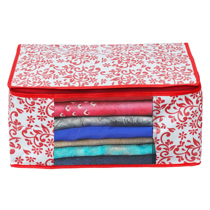 Pack of 1 Floral Print Foldable Wardrobe Storage Organizer Cloth Cover with Transparent Window