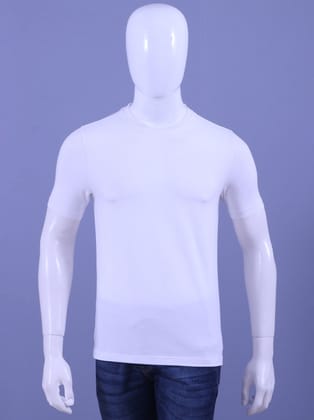 Mens White Solid OE Crew Neck T-Shirt