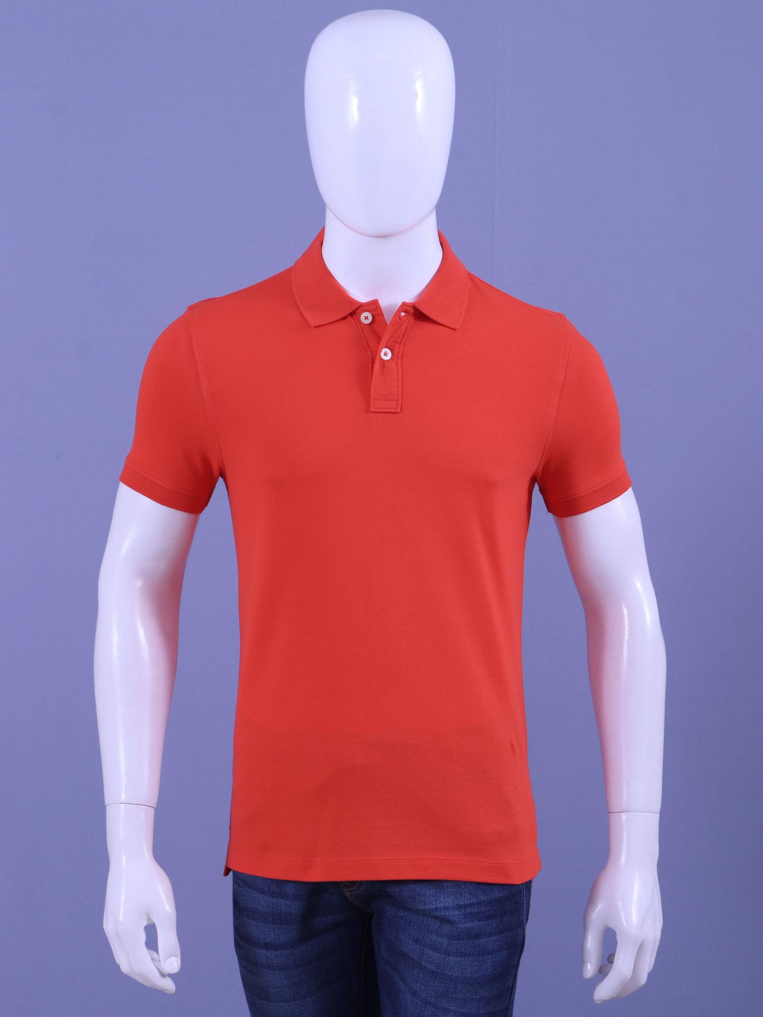 Men's Dark Orange Enzyme Finish Solid  Polo T-Shirt