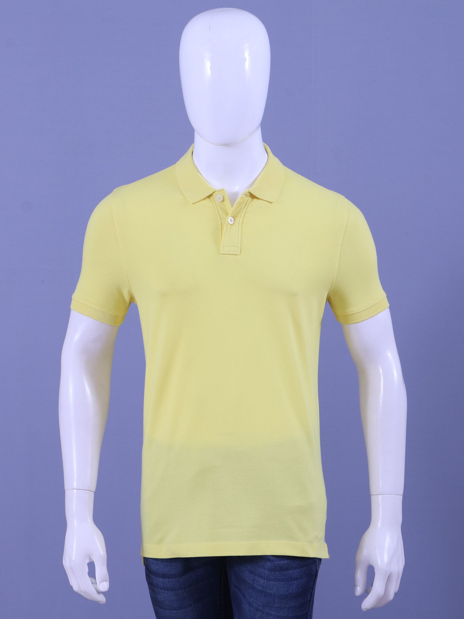 Men's Yellow Enzyme Finish Solid PoloT-Shirt