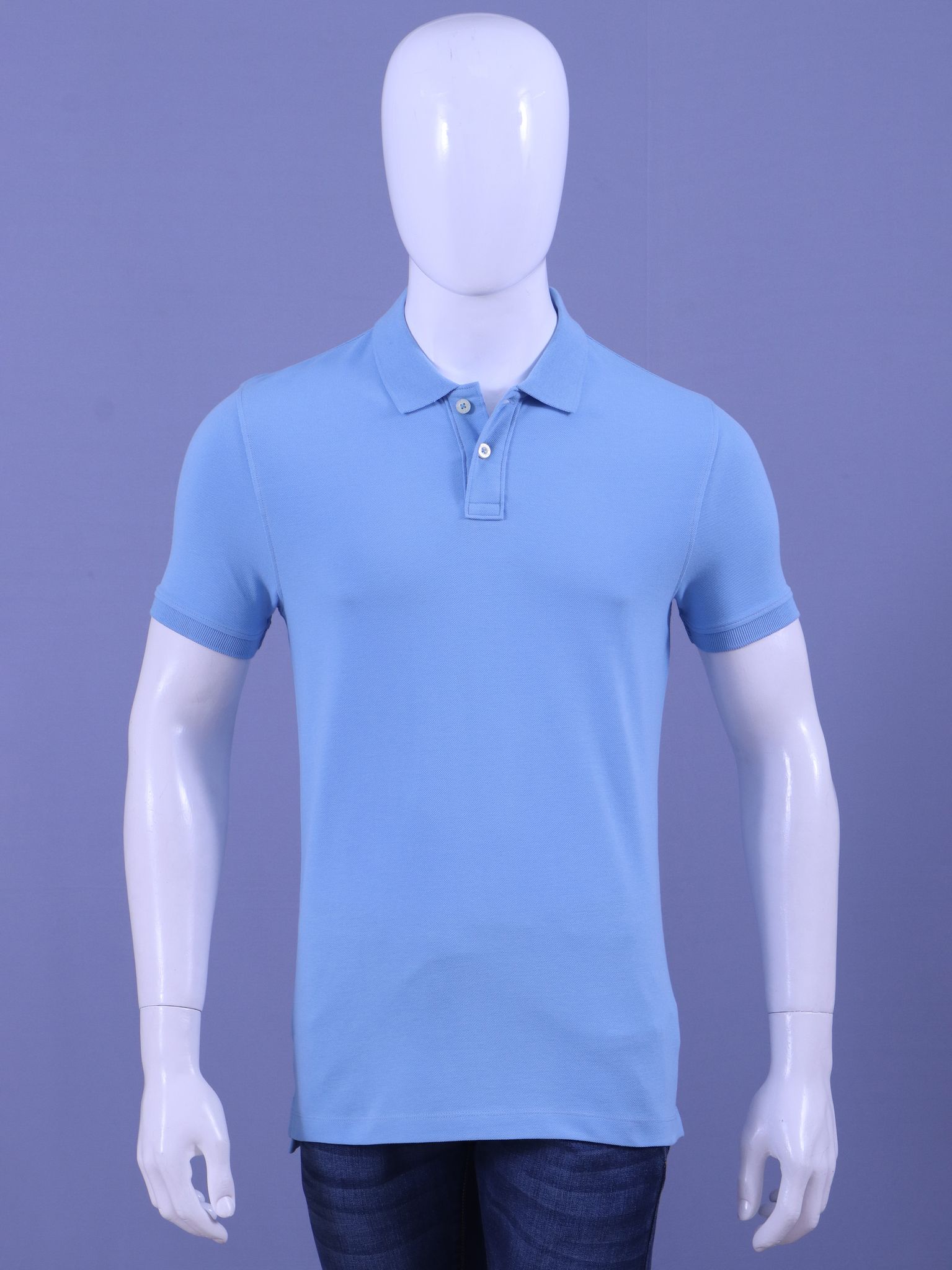 Men's Lt.Blue Enzyme Finish Solid Polo T-Shirt