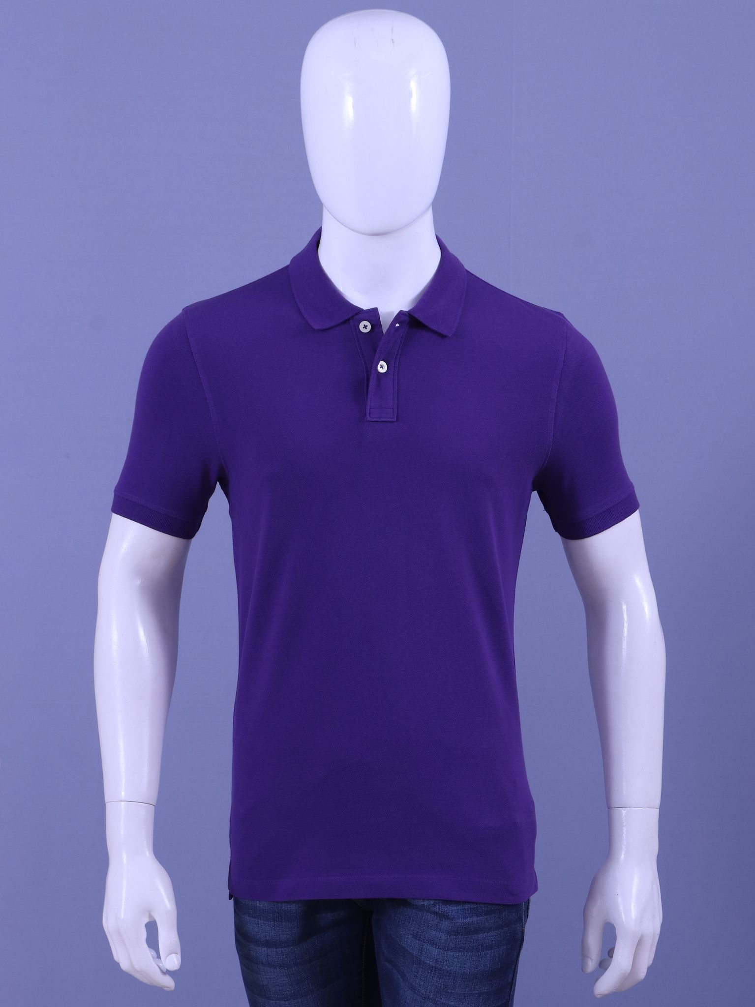 Men's Enzyme Finished Purple Solid Polo T-Shirt