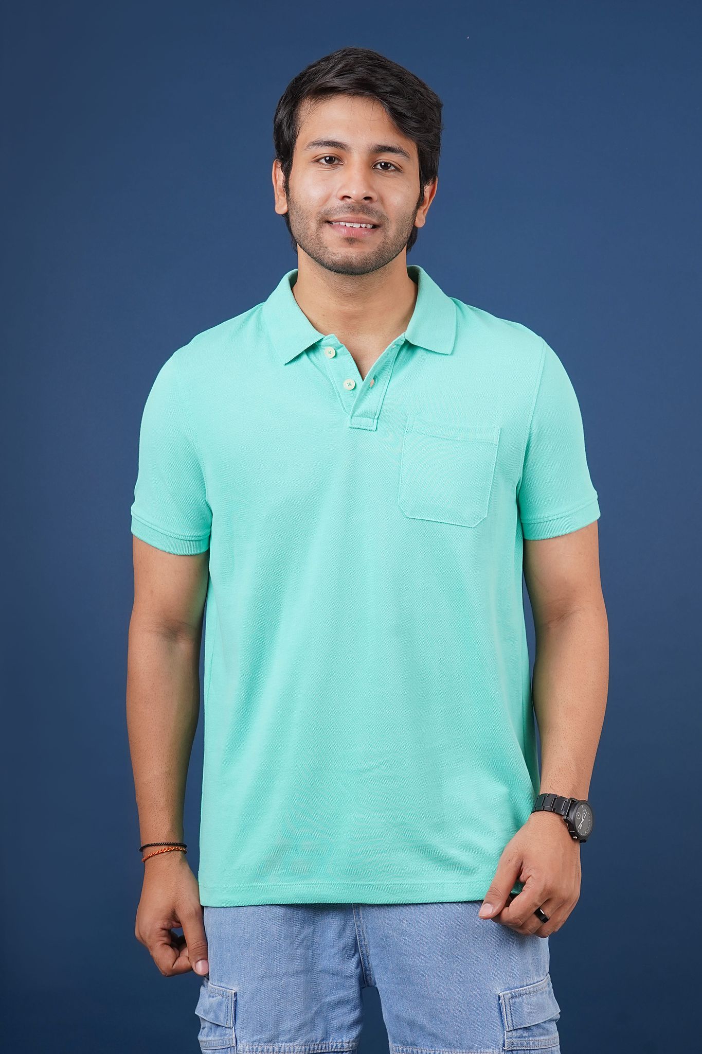 Men's Mint Green  Pocket Polo T-Shirt