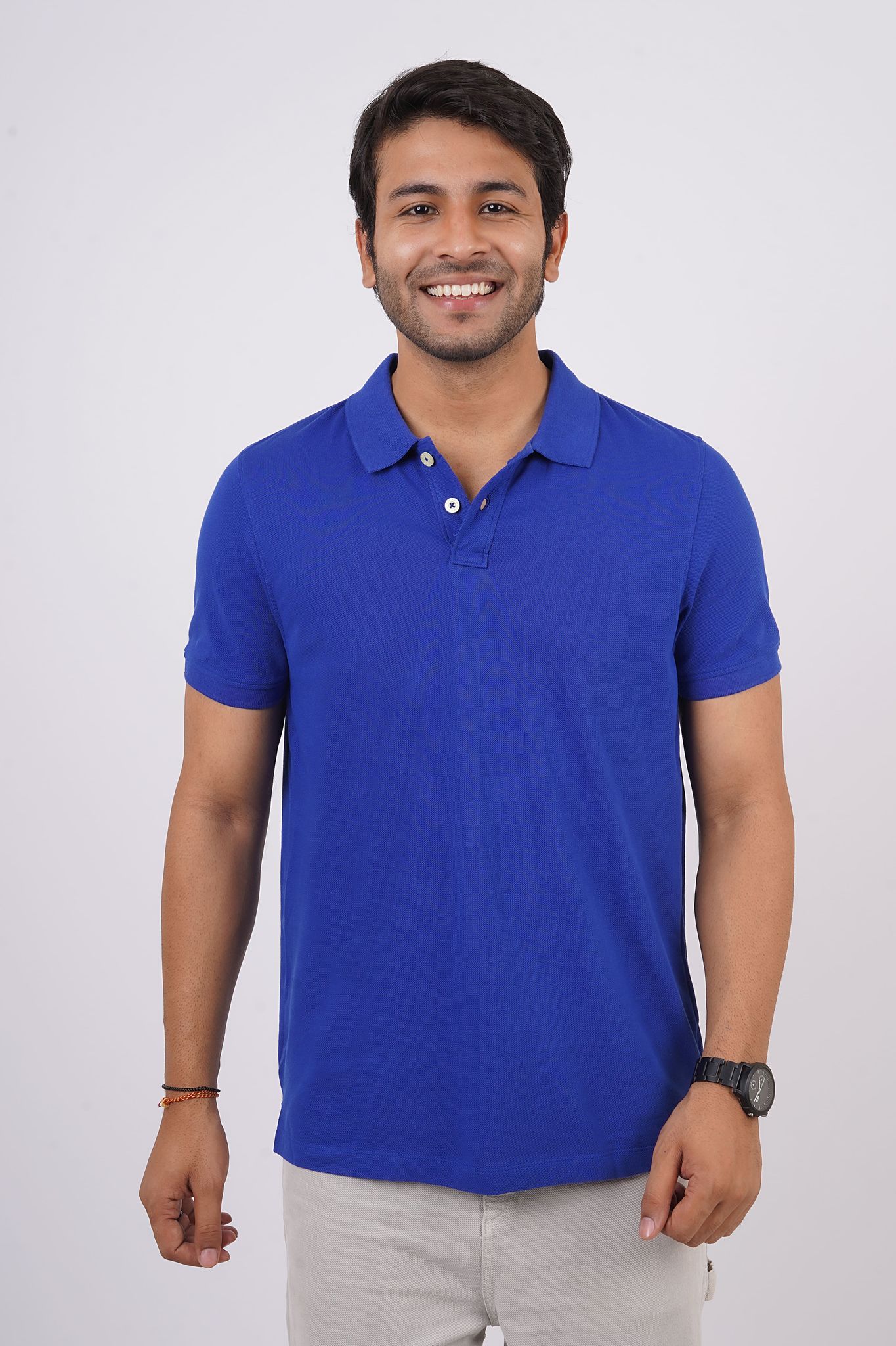 Men's Royal Blue Solid Polo T-Shirt