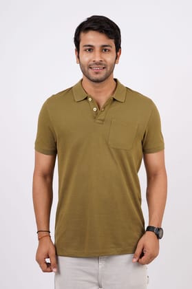 Men's Olive Green Pocket Polo T-Shirt