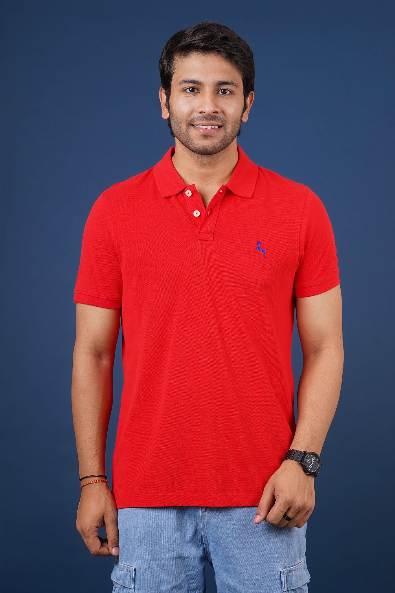 Men's Red Embroidery Polo T-Shirt