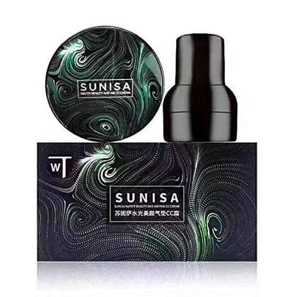 SUNISA Air Cushion CC Cream - Long-Lasting, Flawless Coverage with a Natural Finish - Includes Mushroom Head Makeup Sponge