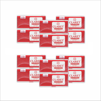 Claret M-Fold Paper Towels, 21x21 cm, High Absorbency, 150 Sheets per Pack, Pack of 12, Made from Virgin Fiber, Ideal for Home, Office Claret M-Fold Paper Towels, 21x21 cm, High Absorbency, 150 Sheets per Pack, Pack of 12, Made from Virgin Fiber, Ideal for Home, Office
