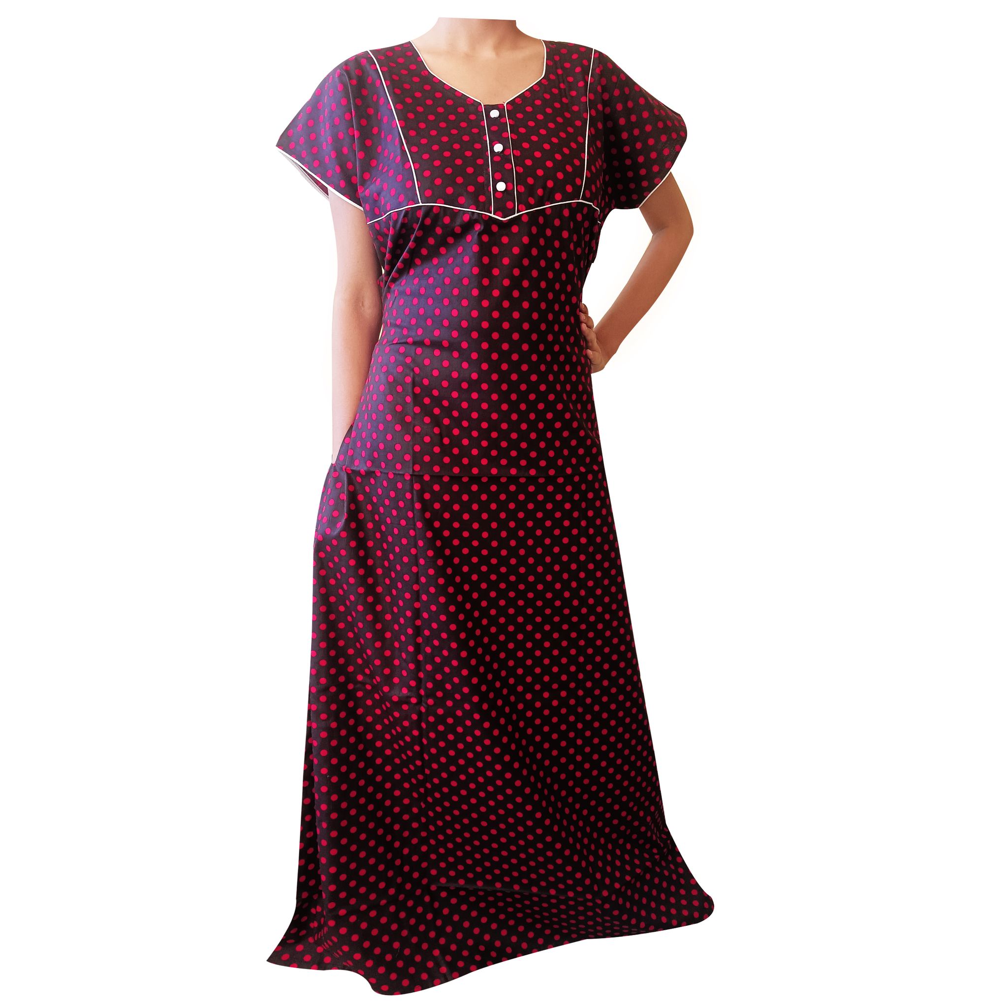Women's Cotton Maxi Nightgown - Soft and Breathable Sleepwear - Perfect for Lounging and Sleeping
