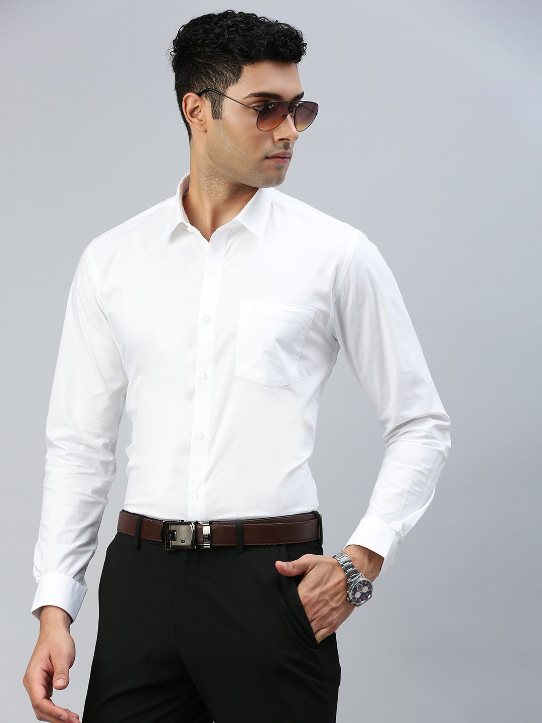 Mens 100% Cotton Full Sleeves White Shirt Award