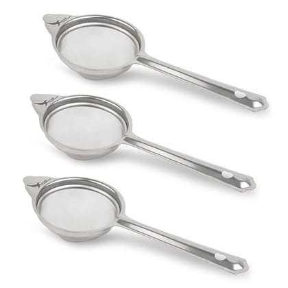 SNOKE® Stainless Steel Tea Strainer For Kitchen , Strainer Stainless Steel , 3 pieces , silver