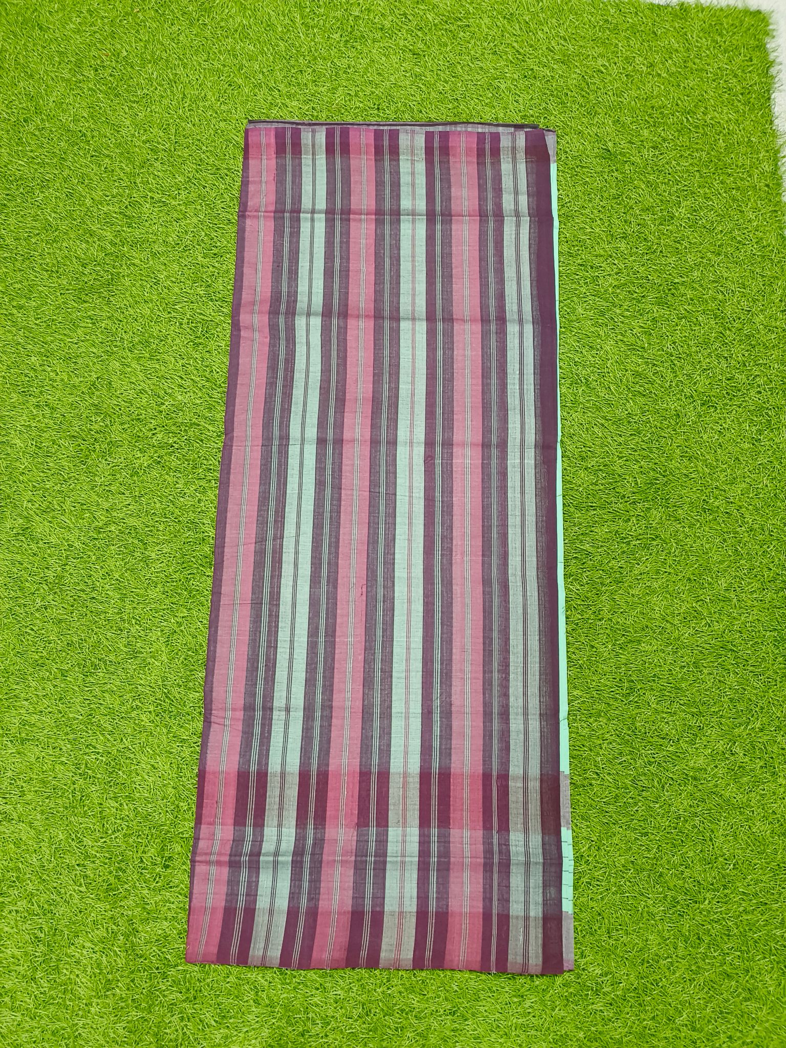 MORI HANDLOOMS COTTON STRIPED PALLU SAREE