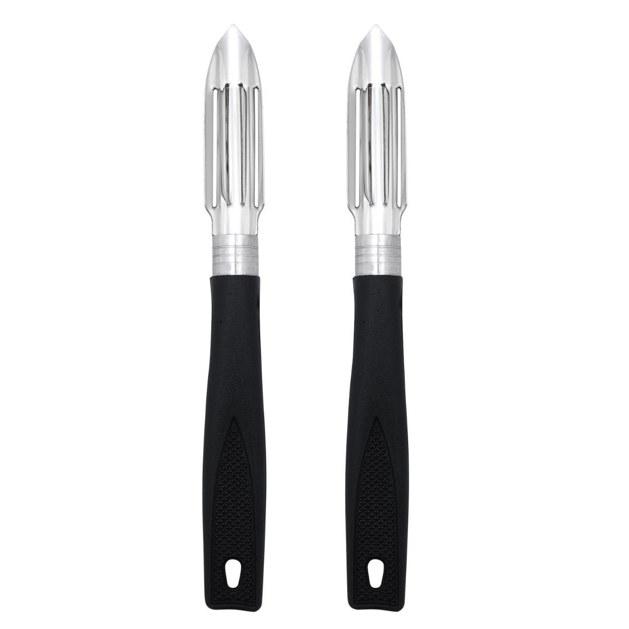 SNOKE® Straight Peeler , Peeler cutter , peeler for vegetables pack of 2 Silver color Blade with black color Strong Plastic Handle For Better Grip.