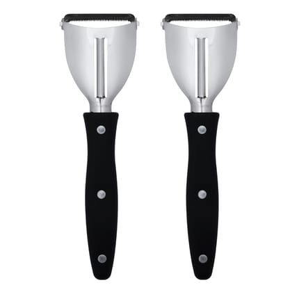 SNOKE® 2 in 1 Y Peeler , Peeler cutter , peeler for vegetables pack of 2 Silver color Blade with black color Strong Plastic Handle For Better Grip.