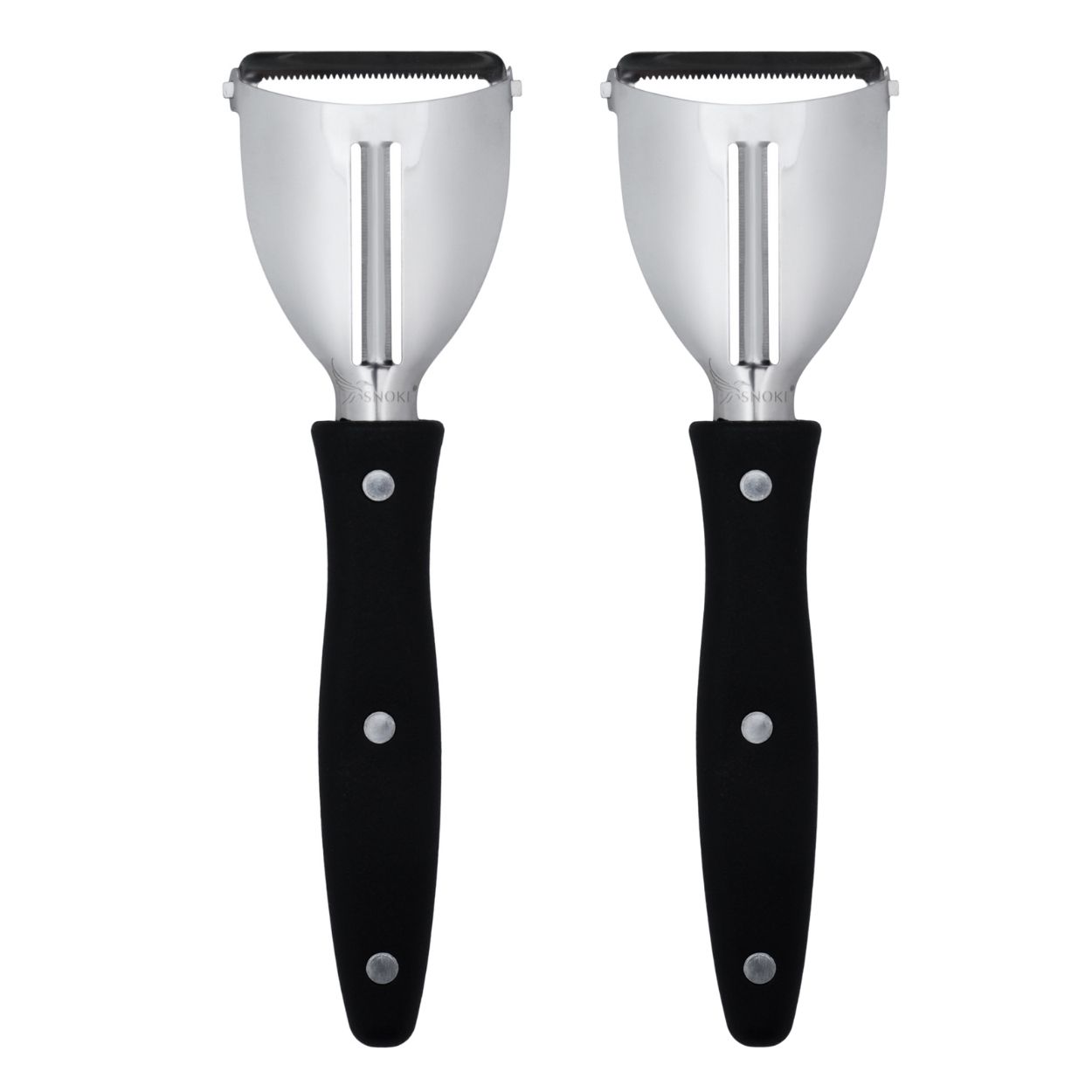 SNOKE® 2 in 1 Y Peeler , Peeler cutter , peeler for vegetables pack of 2 Silver color Blade with black color Strong Plastic Handle For Better Grip.