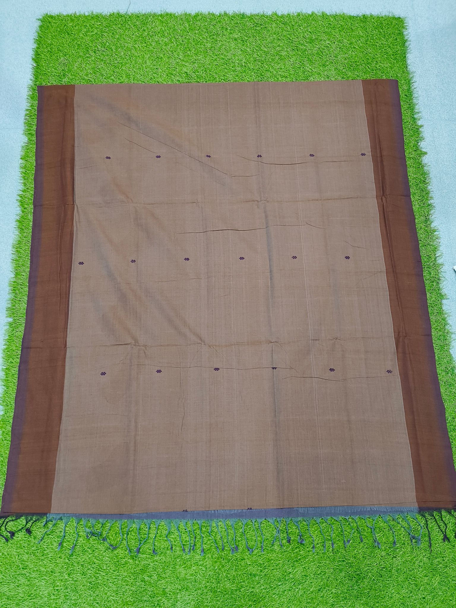 MORI HANDLOOMS COTTON STRIPED BUTTA SAREE