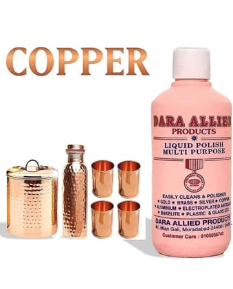 Dara Allied Products Copper Liquid Polish for Cleaning and Polishing Copper, Brass, Silver, Gold, Aluminium, Bakelite, Plastic, and Glass - 240ml Dara Allied Products Copper Liquid Polish for Cleaning and Polishing Copper, Brass, Silver, Gold, Aluminium, Bakelite, Plastic, and Glass - 240ml