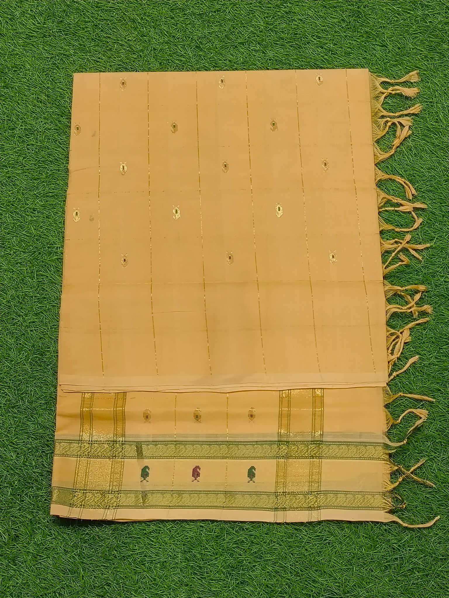 KJ PURAM HANDLOOMS COTTON SMALL BUTTA SAREE