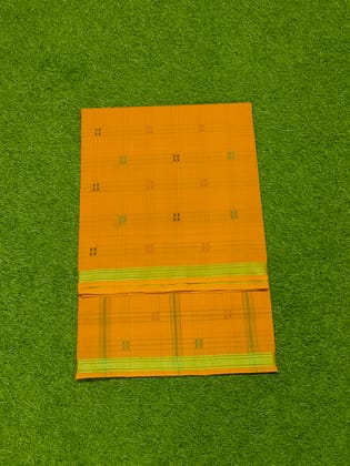 KJ PURAM HANDLOOMS COTTON CHECKED BUTA SAREE