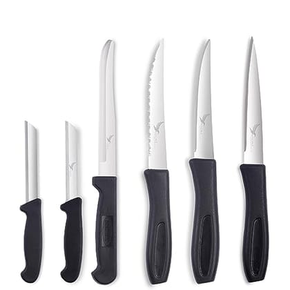 SNOKE® Stainless Steel Kitchen Knife For Home Use - Kitchen Knife Set ,6 Piece , Silver
