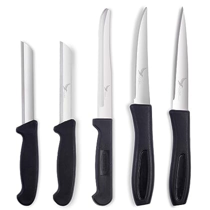 SNOKE® Stainless Steel Kitchen Knife For Home Use - Kitchen Knife Set , 5 Pieces , Silver