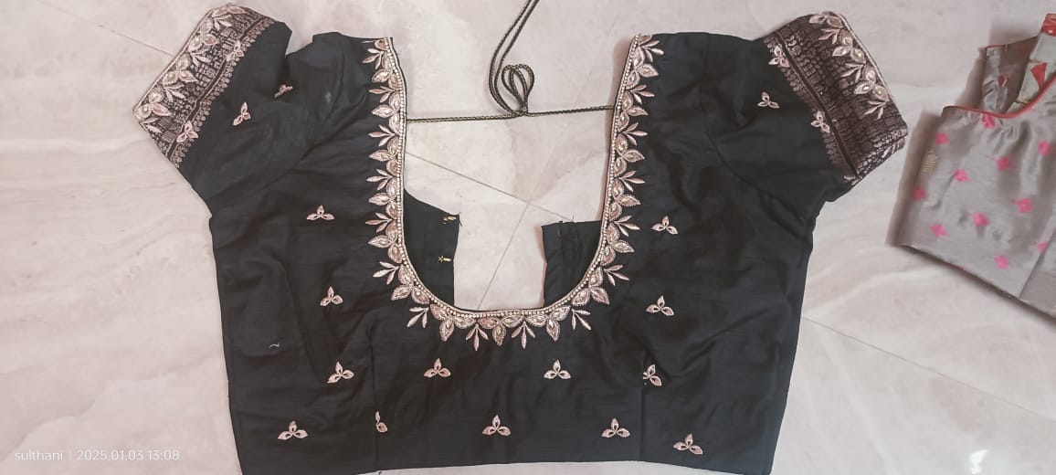 Black Designer Blouse With Embroidery Work