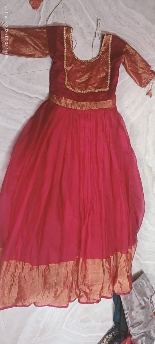 Half Sleeve Embroidered Netted Anarkali Gown