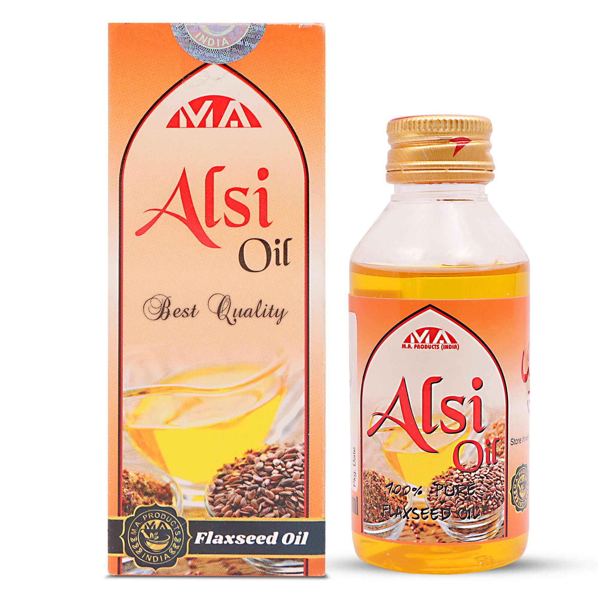 MA Products Wood Pressed Flaxseed Oil 200 ml (Cold Pressed Flaxseed Oil - Extracted on Wooden Churner)