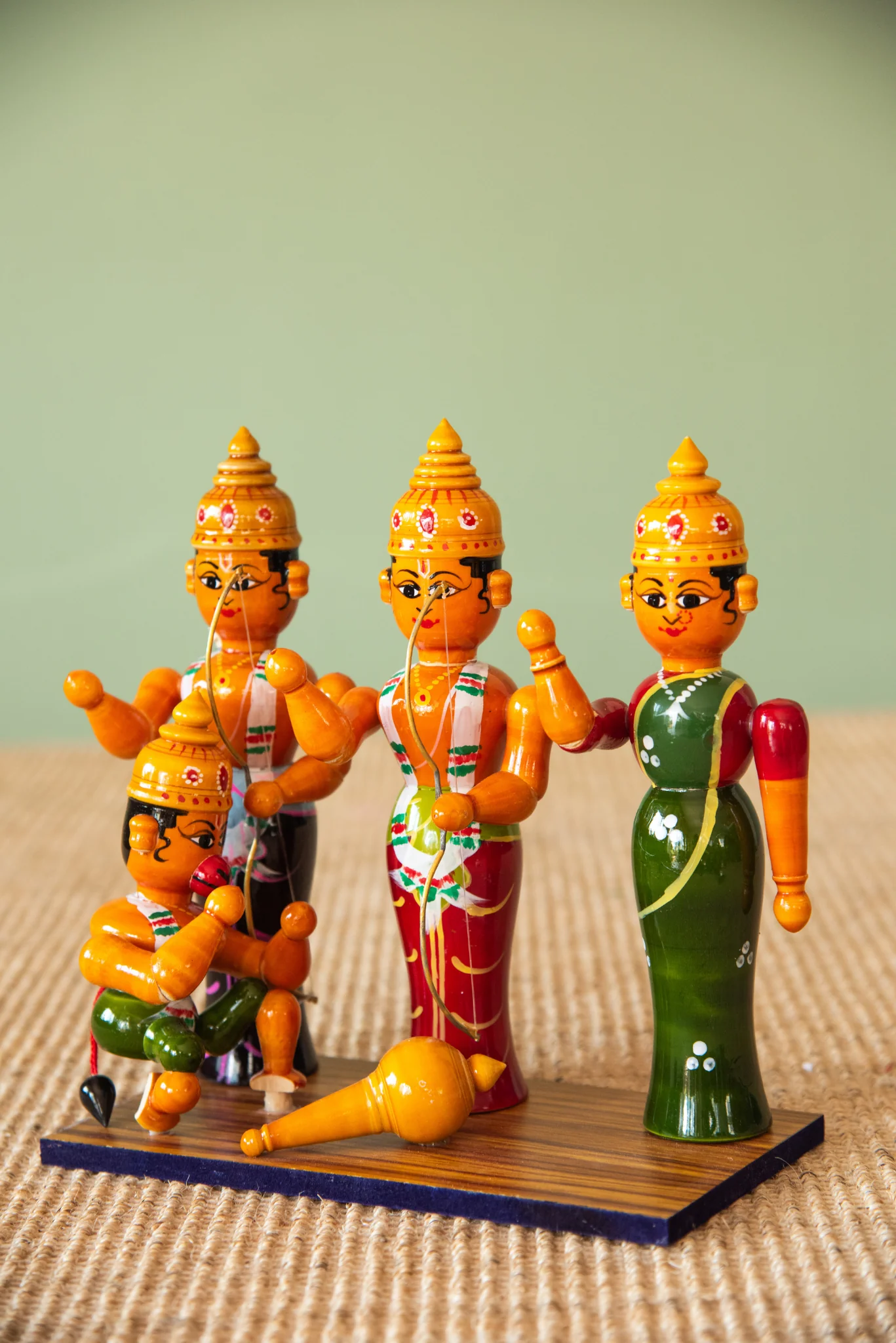 Wooden Indian God Rama Lakshmana Hanuman Statue Set | Hindu Religious God Figurines | Home Decor & Temple Decor