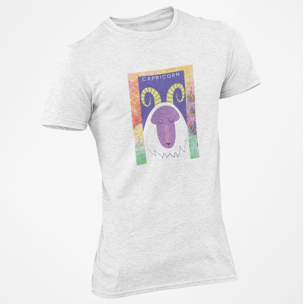 EqualLife Pure Cotton Bio-Washed T-Shirt Chest Printed-Zodiac Sign Series-2-CAPRICON Design-By Zingertees-Women-EL9120098-F