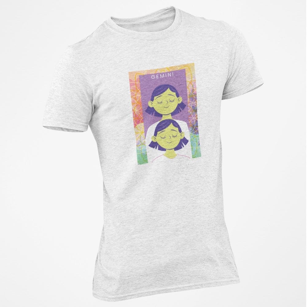 EqualLife Pure Cotton Bio-Washed T-Shirt Chest Printed-Zodiac Sign Series-2-GEMINI Design-By Zingertees-Women-EL9120091-F