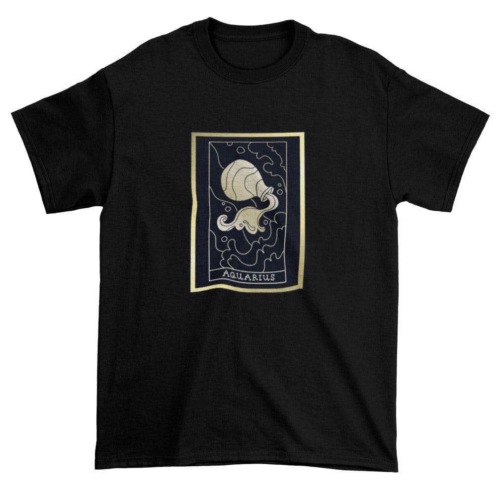 EqualLife Pure Cotton Bio-Washed T-Shirt Chest Printed-Zodiac Sign Series-1-AQUARIUS Design-By Zingertees-Women-EL9120087-F