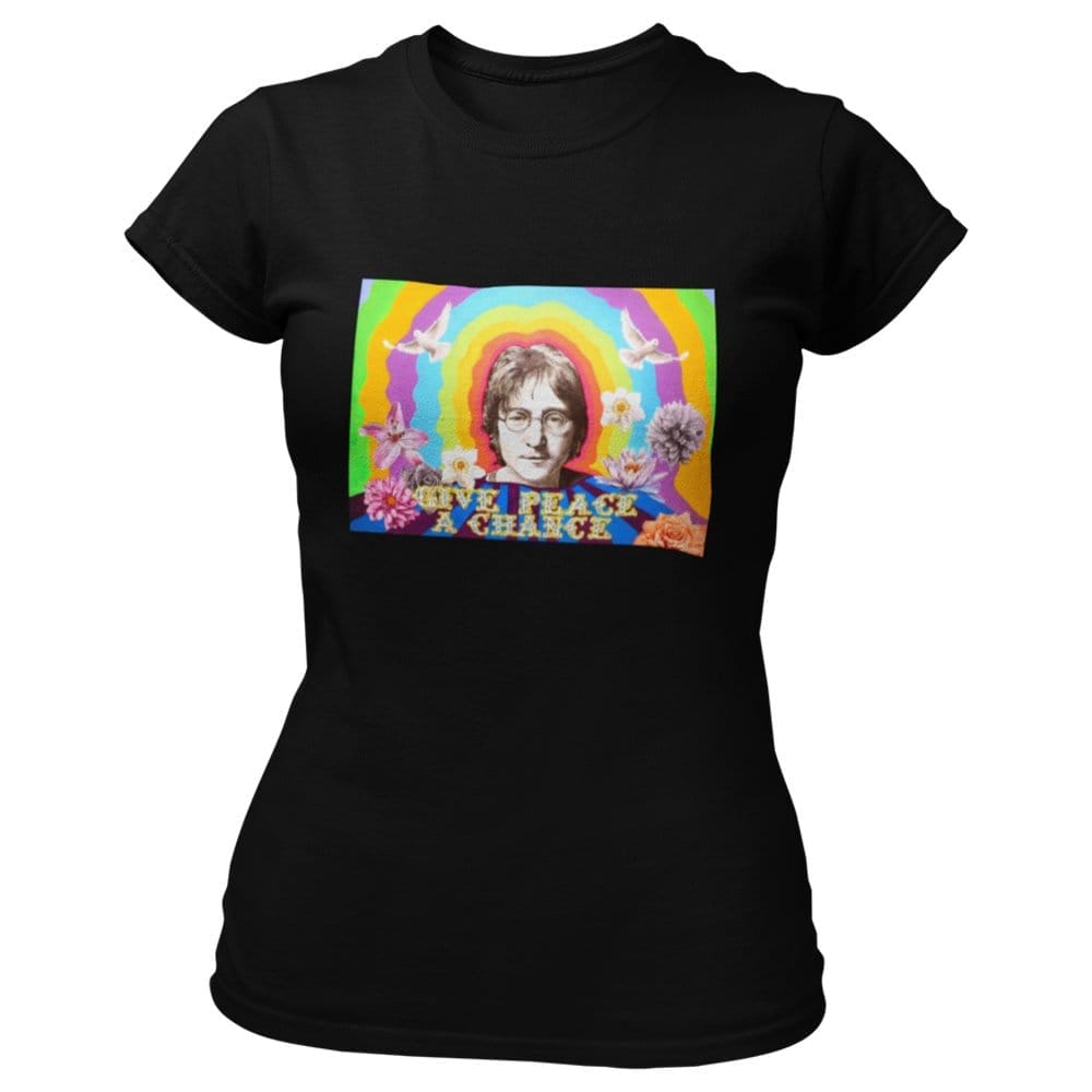 EqualLife Pure Cotton Bio-Washed T-Shirt Chest Printed-Tribute to John Lennon-Rock Music Legends-7-by ZingerTees-Women-EL9120354-F