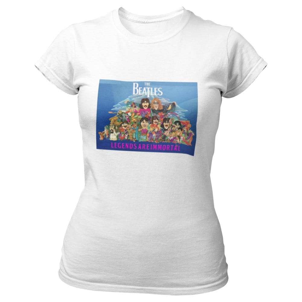EqualLife Pure Cotton Bio-Washed T-Shirt Chest Printed-Tribute to The Beatles-Rock Music Legends-2-by ZingerTees-Women-EL9120337-F