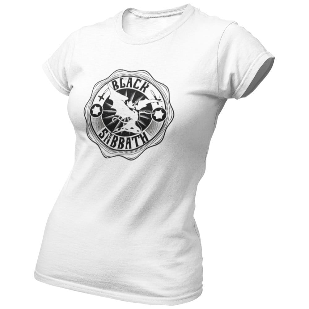 EqualLife Pure Cotton Bio-Washed Chest Printed T-Shirt - Rock Music Legends - Black Sabbath Design 1 - by ZingerTees-Women-EL9120606-F