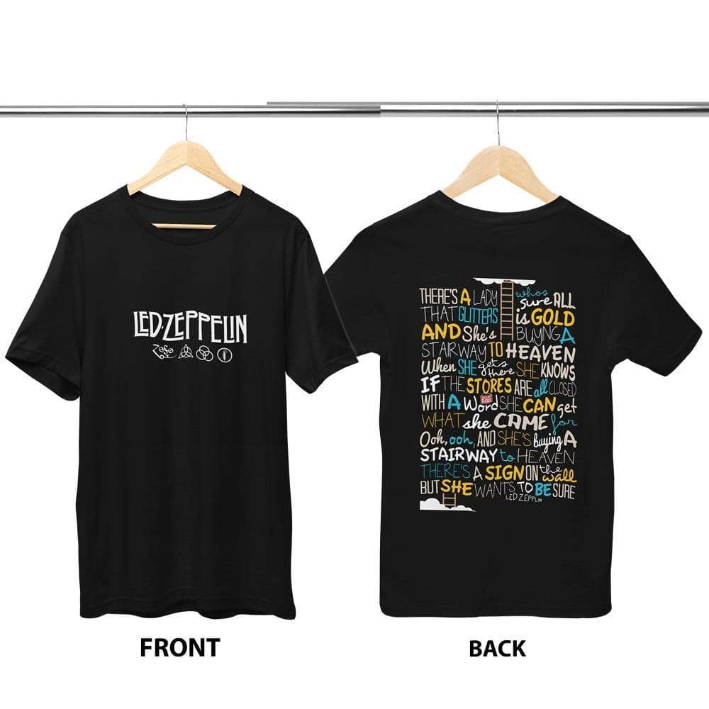 EqualLife Pure Cotton Bio-Washed Chest Printed T-Shirt - Rock Music - Tribute to Led Zeppelin Design 4 - by ZingerTees-Women-EL9120617-F