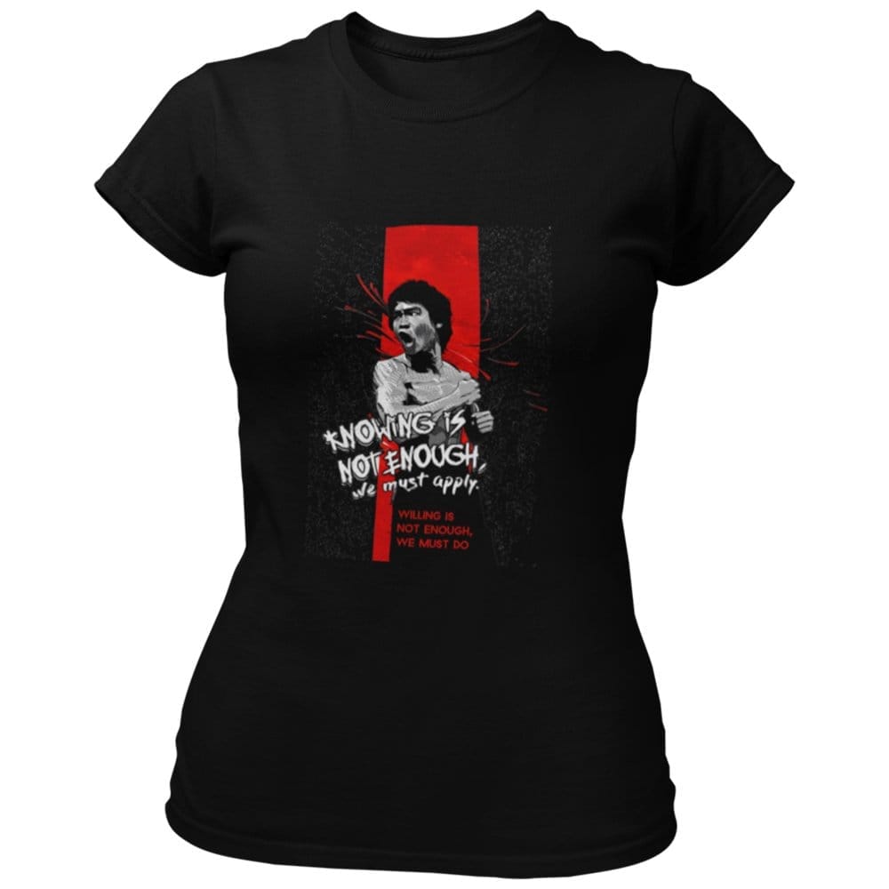 EqualLife Pure Cotton Bio-Washed Chest Printed T-Shirt - Inspirations - Bruce Lee = Knowing is not Enough - by ZingerTees-Women-EL9120613-F