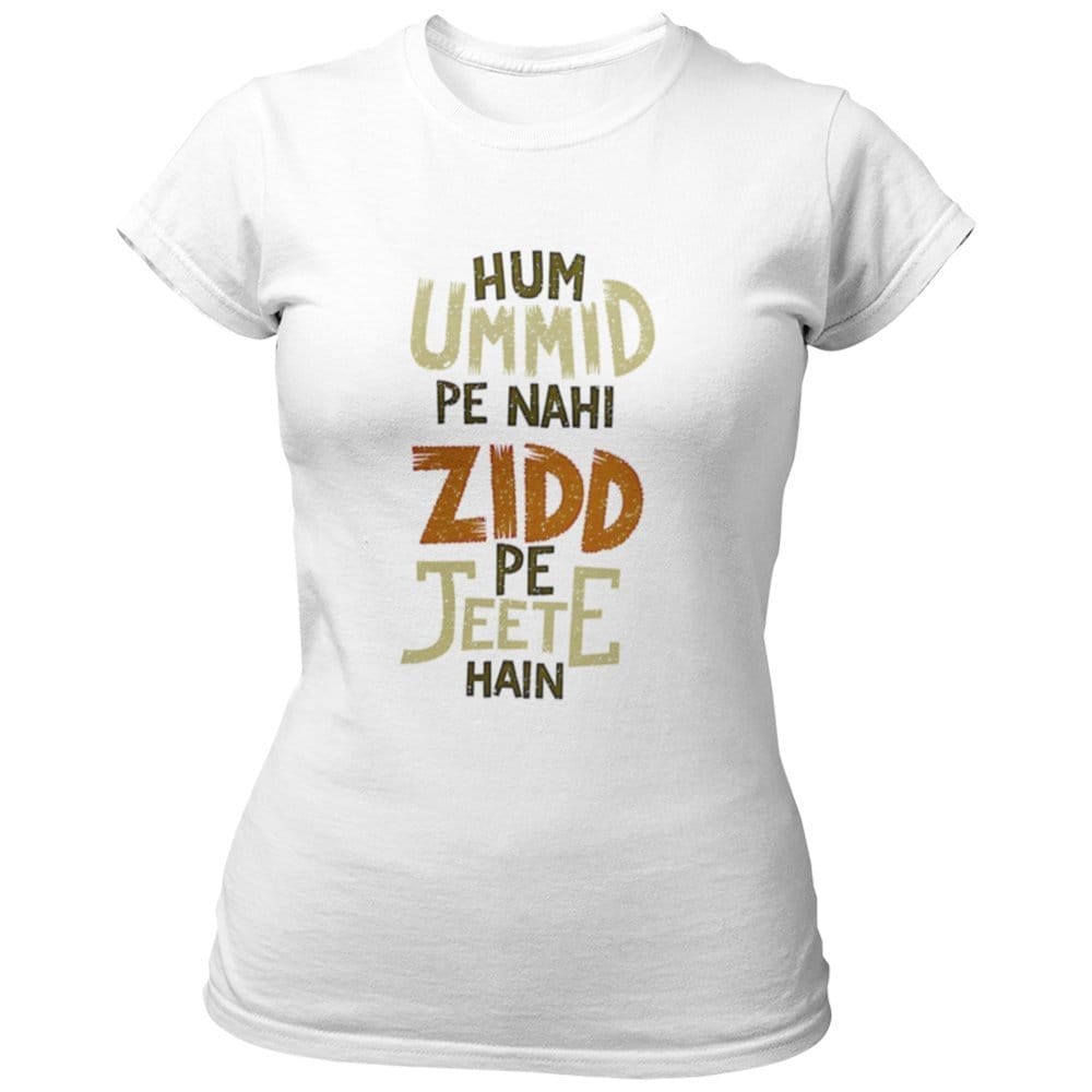 EqualLife Pure Cotton Bio-Washed Chest Printed T-Shirt - Funny Tees - Hum Ummid Pe Nahi Design 6 - by ZingerTees-Women-EL9120624-F