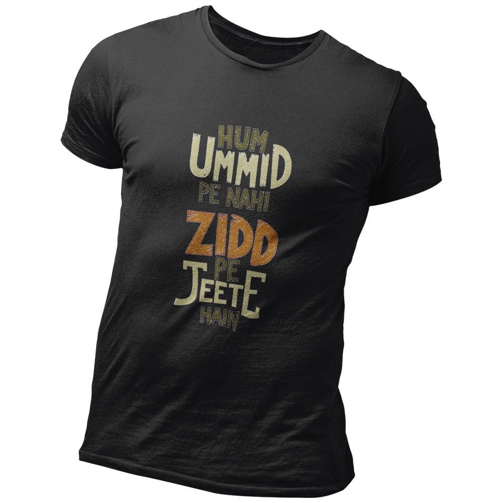 EqualLife Pure Cotton Bio-Washed Chest Printed T-Shirt - Funny Tees - Hum Ummid Pe Nahi Design 6 - by ZingerTees-Men-EL9120624-M
