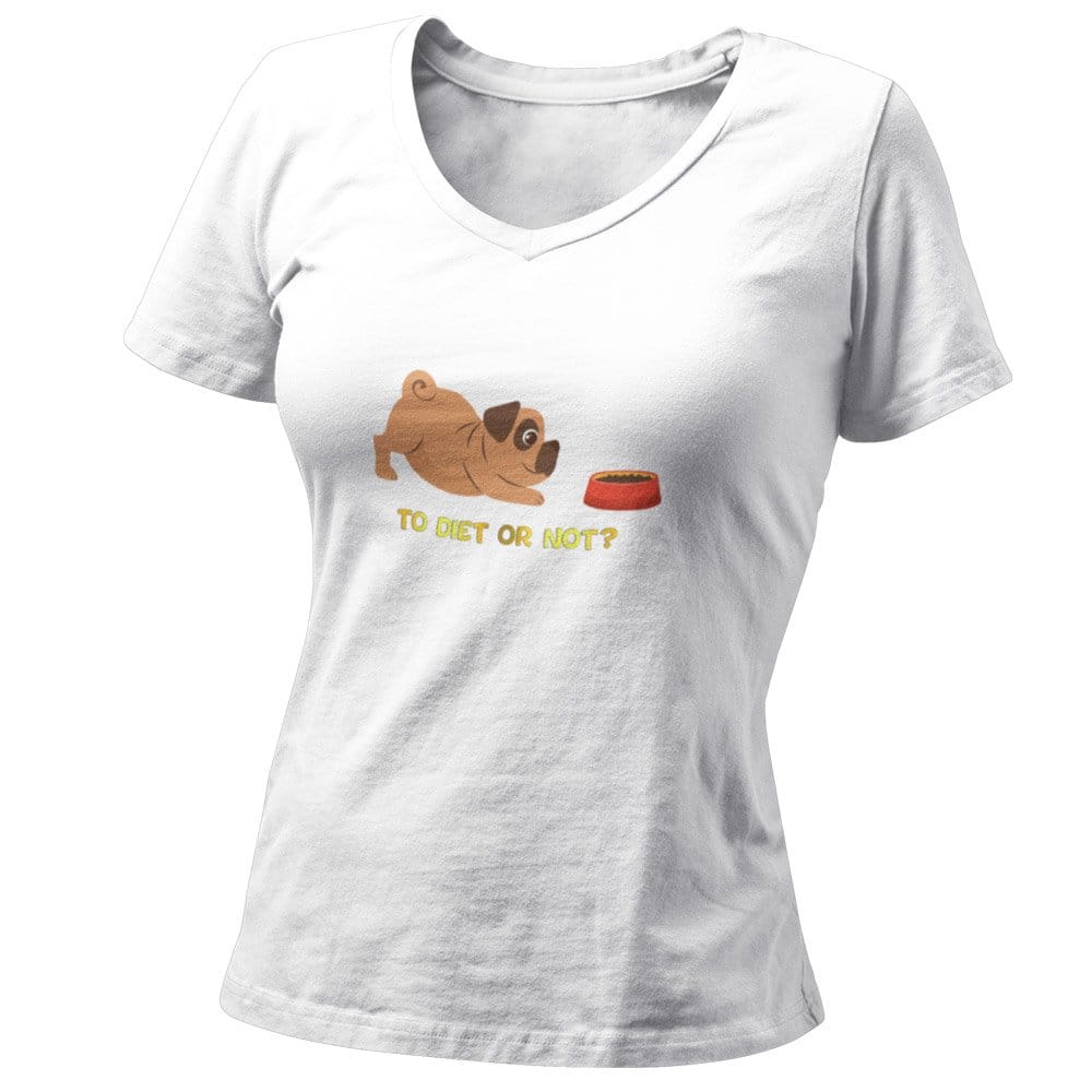 EqualLife Pure Cotton Bio-Washed T-Shirt Chest Printed-Funny Dog Life Series - 8 - To Diet Or Not? Design-by ZingerTees-Women-EL9120138-F