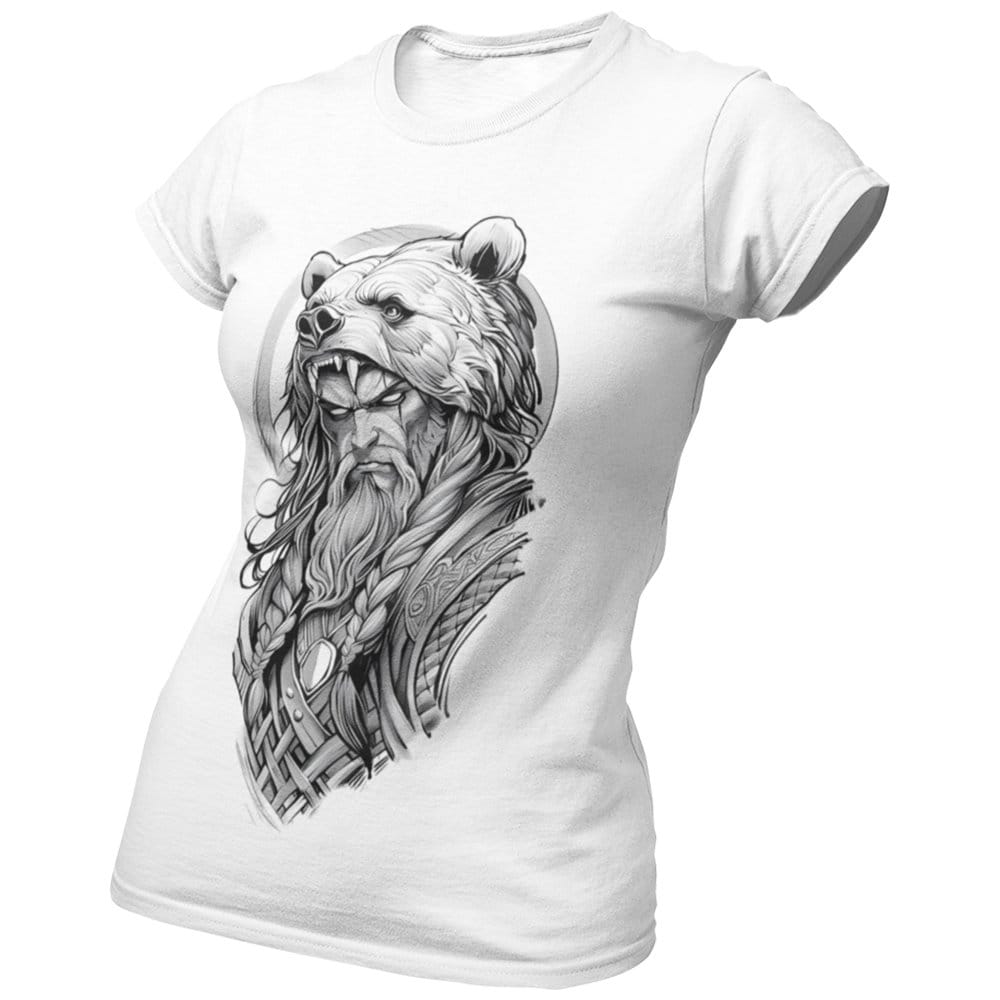 EqualLife Pure Cotton Bio-Washed Chest Printed T-Shirt - Mythology - The Berserker Spirit Warrior - by ZingerTees-Women-EL9120605-F