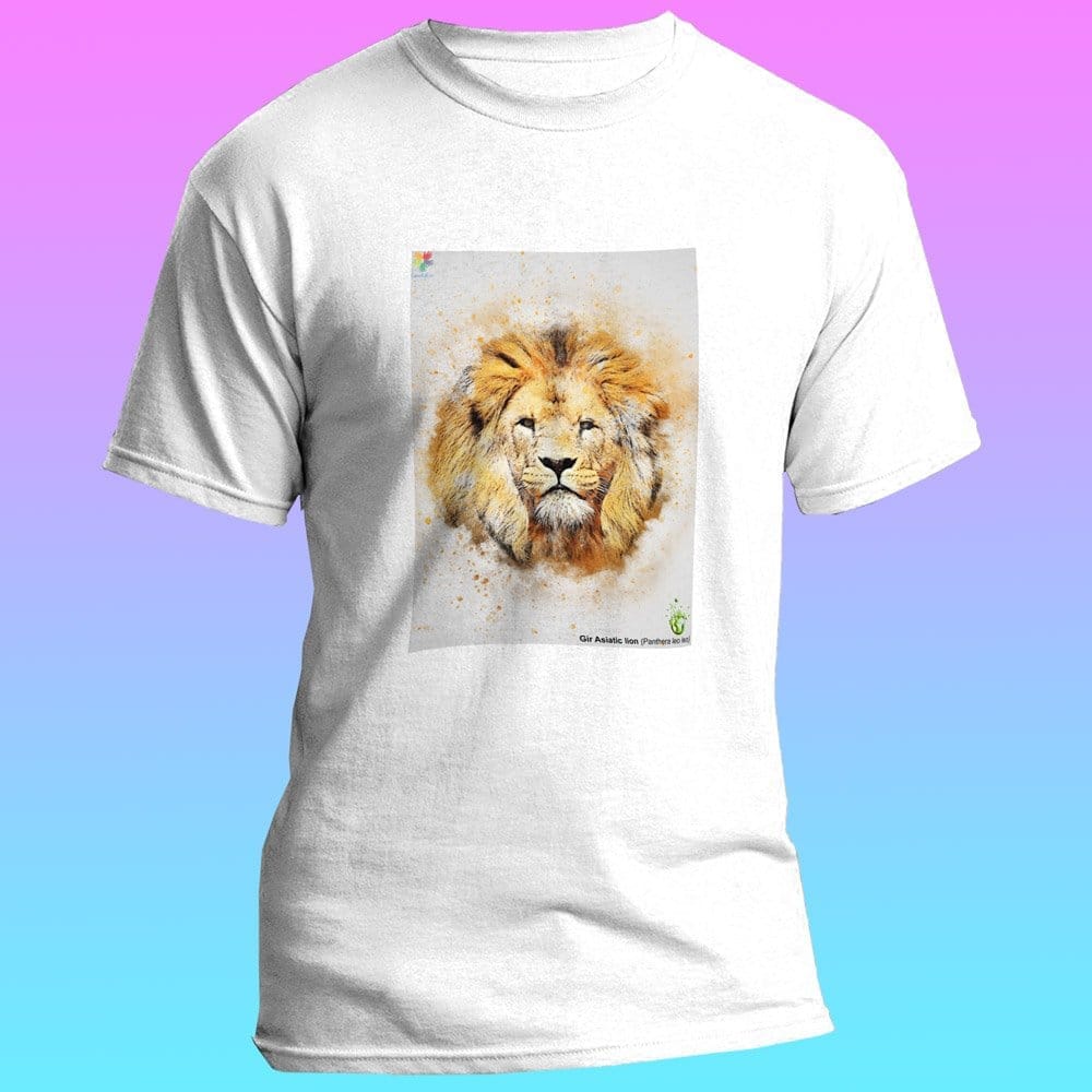 EqualLife Pure Cotton Bio-Washed T-Shirt Chest Printed-Eco Earth-Lion-by ZingerTees-Men-EL9120032-M