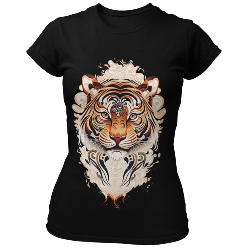 EqualLife Pure Cotton Bio-Washed Chest Printed T-Shirt - Eco Earth - Tiger Design 2 - by ZingerTees-Women-EL9120538-F