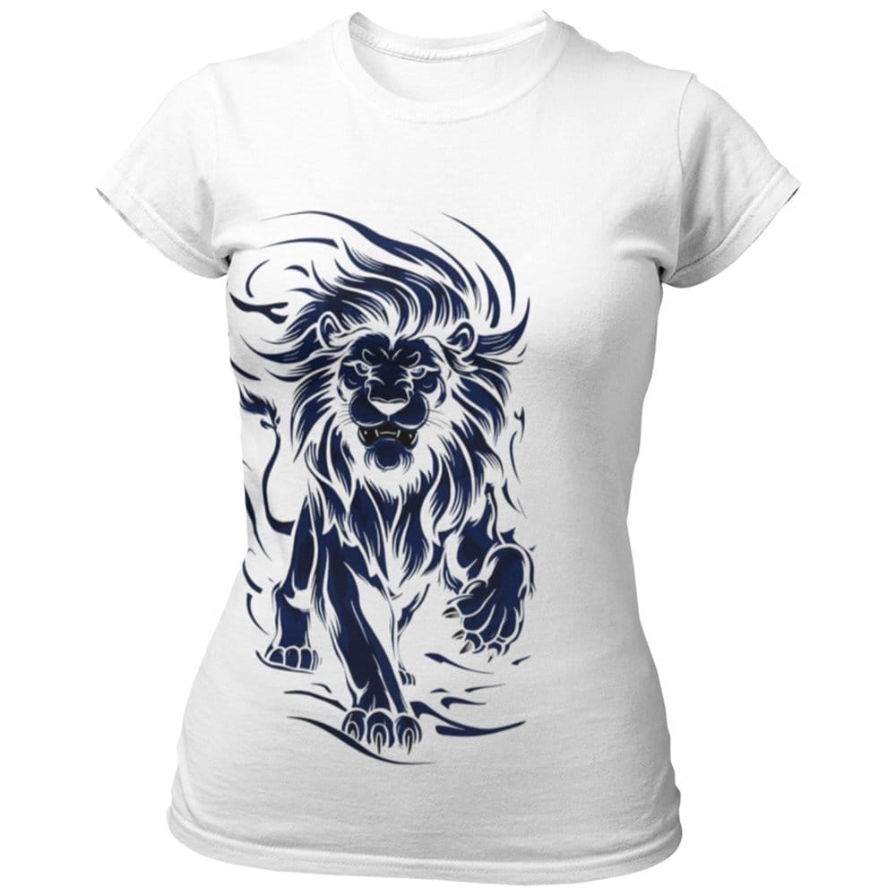 EqualLife Pure Cotton Bio-Washed Chest Printed T-Shirt - Eco Earth - Lion Design 5 - by ZingerTees-Women-EL9120537-F