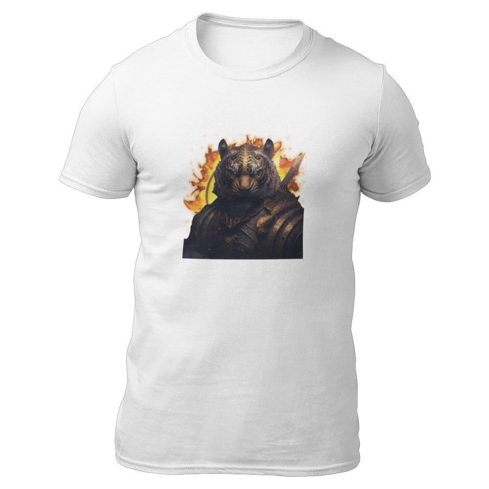 EqualLife Pure Cotton Bio-Washed T-Shirt Chest Printed-Fantasy Series - Zyro the Warrior Tiger Design-by ZingerTees-Women-EL9120312-F