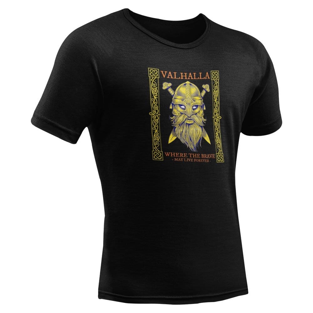 EqualLife Pure Cotton Bio-Washed T-Shirt Chest Printed-Viking Gods Series - Valhalla Where The Brave Live Forever Design-by ZingerTees-Men-EL9120290-M