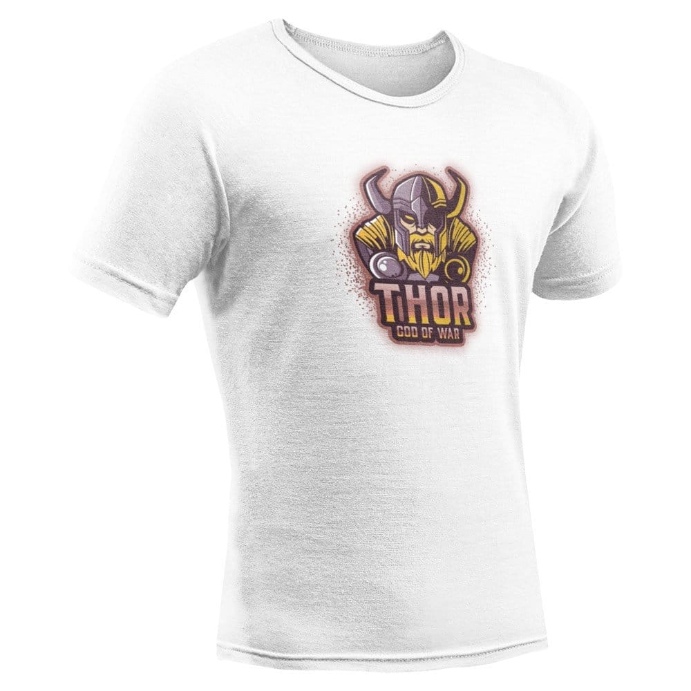 EqualLife Pure Cotton Bio-Washed T-Shirt Chest Printed-Viking Gods Series - Thor Odinson The God of War Design-by ZingerTees-Women-EL9120283-F