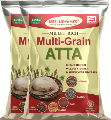 Desi Udyami’s Premium Wheat-Free, Rice-Free, and Soya-Free Multigrain Atta – Perfect for Diabetes, Weight Loss, and Heart Health, 4 Kg